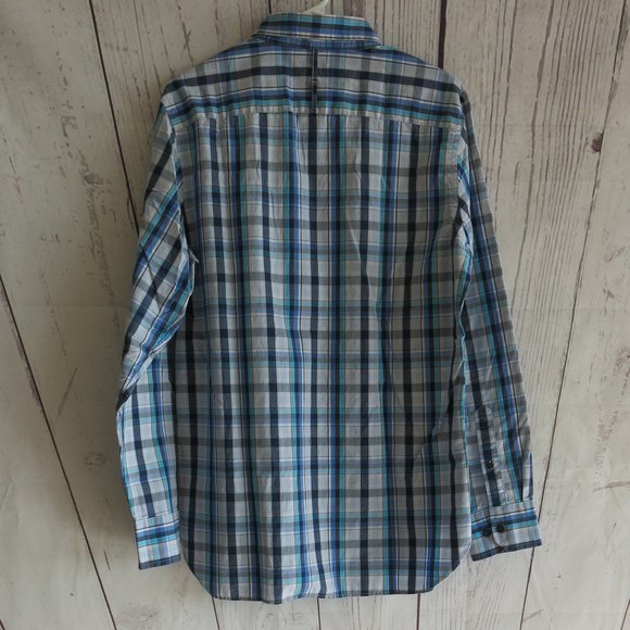 Banana Republic Factory Plaids Checks Button Down Long Sleeve Shirt Size Medium - Picture 4 of 7